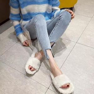 2026 Custom High Quality Furry Balenciagaes Fuzzy Designer Slippers Sandals Women Balenci Fur <b>Slides</b> Shoes - Product Image 2