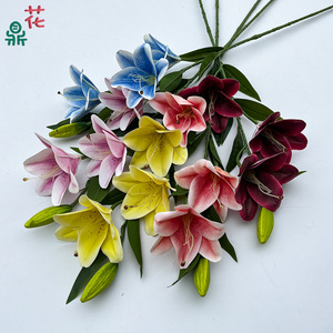 Flores de Lirio Artificiales de Seda Realistas, Decoración para el Hogar, Arreglos para Bodas, Estilo Moderno, Origen China - Product Image 1