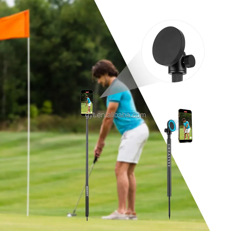 Tout nouveau vente chaude 2023 nouveauté Portable extérieur sol Golf hauteur réglable rétractable Selfie bâton magnétique téléphone