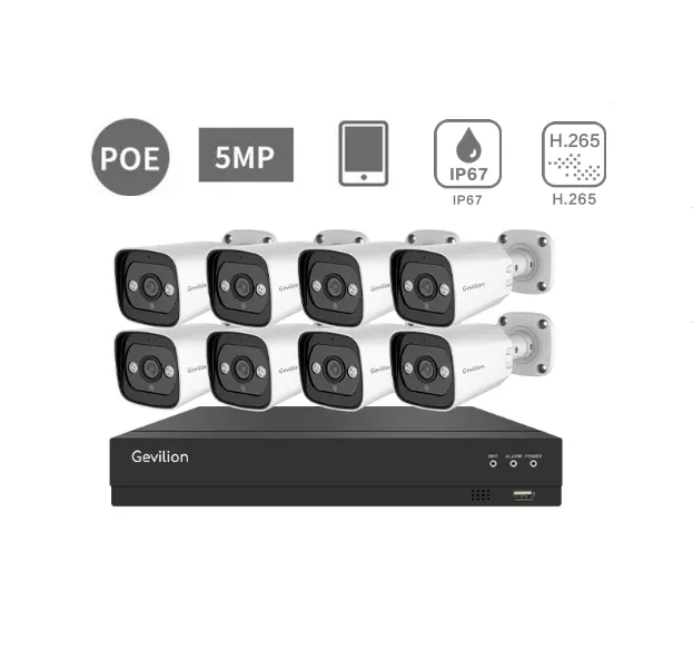 5MP 4CH 8CH घर सीसीटीवी सुरक्षा प्रणाली आईपी निगरानी कैमरों समर्थन 8 चैनल Poe NVR सीसीटीवी कैमरा प्रणाली