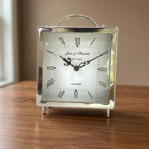 Sophisticated Art Deco Silent Mechanical Brass Quartz Analog Square <b>Table</b> <b>Clock</b> for Desk Display Bar Mitzvah Occasion - Product Image 3