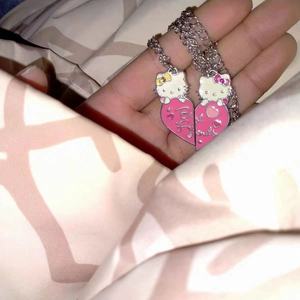 Collane con Ciondolo Gatto KT Cartone Animato per Ragazze, Collana a Cuore Intrecciato per Coppie, Regali di San Valentino, Gioielli - Product Image 6