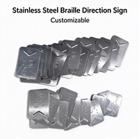 Panneau Braille en Acier Inoxydable, Plaque Indicatrice de Direction Tactile, Panneau Braille Personnalisable Accessible pour la Signalisation Publique