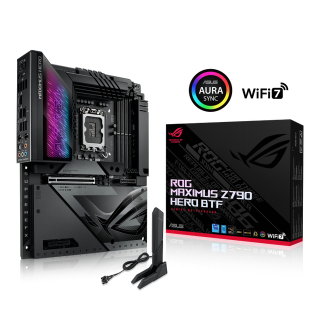 ROG MAXIMUS Z790 HERO BTF LGA1700 Desktop Gaming Motherboard Double Hidden Connector DDR5 M.2 PCIe 5.0 NVMe SSD Wi-Fi 7