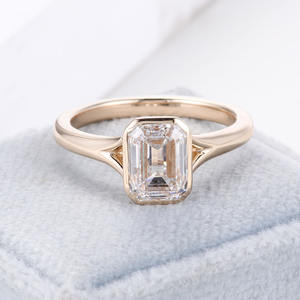 Anello di diamanti da laboratorio 2 carati a basso prezzo con diamante taglio smeraldo anello di fidanzamento 14k giallo oro puro fedi nuziali per il <span class=keywords><strong>regalo</strong></span> della <span class=keywords><strong>moglie</strong></span> - Product Image 6