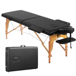 Mesa de masaje de belleza negra de venta directa del fabricante, Plegable, portátil, cama de pestañas de tatuaje ajustable en altura, estilo moderno