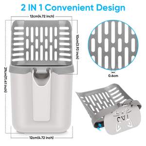 Pala de arena para gatos Tpe integrada, herramienta de limpieza de inodoro para gatos domésticos, eliminación de residuos de mascotas, basura con deflector con bolsa para caca - Product Image 6