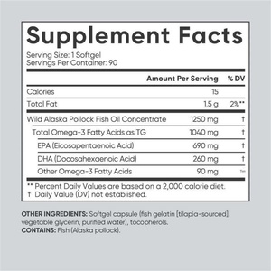 Cápsulas de Aceite de Pescado Omega 3 de Triple Potencia 3X 2000mg, Aceite de Pescado Puro con 1000mg de DHA y EPA, Cápsulas Blandas de Aceite de Pescado Omega 3 - Product Image 5