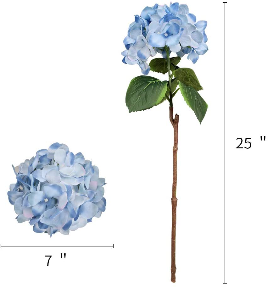 Ramo Di Fiori Artificiali Di Ortensia Blu - 97 Cm, Seta Sintetica, Decorazione Casa E Matrimonio