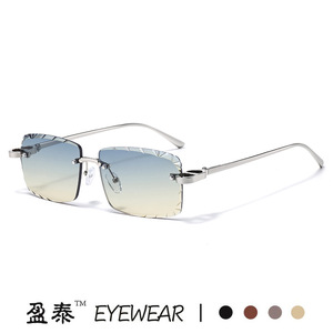Eyewear <b>Frameless</b> Cut Edge Sunglasses Metal <b>Frame</b> Pc Lens UV400 Unisex Silver - Product Image 4
