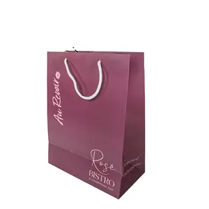 의류 보석 웨딩 종이 공예 가방 쇼핑백 종이 맞춤형 보라색 종이 가방