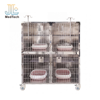 Cage pour chat à quatre compartiments JLA-VC04, acier inoxydable 304 de haute qualité, mobilier moderne, clinique vétérinaire, fabrication chinoise