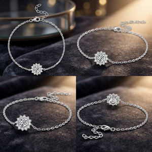Brazalete Radiant Sun Halo con Diamante Creado en Laboratorio, Delicado Adorno de Mano con Gema Redonda - Product Image 3