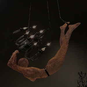 Luci a sospensione acrobata in <span class=keywords><strong>oro</strong></span> rosa a rete modello 3D lampadario <span class=keywords><strong>donna</strong></span> Film scientifico Figure del soffitto del centro commerciale decorazioni - Product Image 1