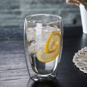 Tasse en verre borosilicate Pearl Cotton, simple, à double paroi, en forme d'œuf, isolée thermiquement, pour thé au lait et boissons, pour la maison - Product Image 2