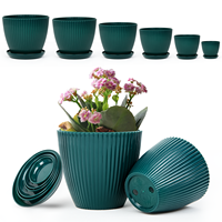 Pots à fleurs contemporains en PP avec trous de drainage, option suspendue, multi-tailles, ensemble de 6 pièces pour plantes d'intérieur