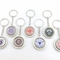 Porte-clés rond en alliage de zinc avec nœud, logo gravé, design artistique moderne, souvenir scolaire, cadeau