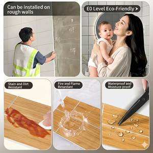 Panneau mural SPC écologique de qualité E0, imperméable, fluorescent, à rayures et carreaux modernes, alternative au papier peint pour revêtement intérieur - Product Image 5