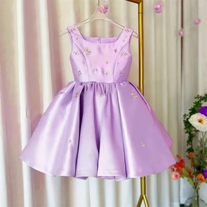 Abito da principessa in raso <span class=keywords><strong>elegante</strong></span> abito da festa senza maniche per compleanno natale <span class=keywords><strong>abbigliamento</strong></span> personalizzato con perline per bambini - Product Image 6