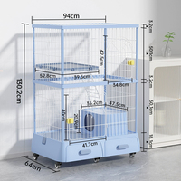 Cage pliante pour chien et chat avec 2 étages et 2 portes Cage pour animaux de compagnie avec plateau abs