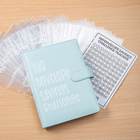 Carnet de notes/agenda A5 en cuir PU avec logo personnalisé, 100 enveloppes, défi d'épargne d'argent liquide, budget, classeur à 6 anneaux