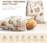 Grands sacs à pain en lin et cire d'abeille, sacs à pain au levain, réutilisables, pour congélateur, cuisson, cadeau pour pain fait maison, pain de mie, stockage alimentaire
