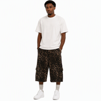 Shorts décontractés en toile tissée imperméable, respirant et écologique, avec taille élastique unie, poches et taille mi-haute, style cowboy