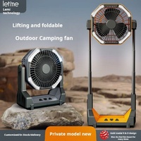 Ventilateur de plafond de table de bureau avec batterie de 8000 mAh, ventilateur de camping portable pliable télescopique avec lumière