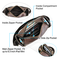 Alledaagse Handtas Voor Heren Met 2 Zijzakken Met Rits, Vintage Crazy Horse Echt Lederen Crossbodytas Voor 8.3 Ipad