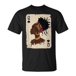 Camiseta de Manga Corta con Cuello Redondo para Mujer Afroamericana, Diseño de Reina Negra, Orgullosa de su Melanina, Unisex, para Adultos, Promocional - Product Image 1