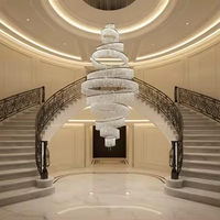 Lustre de plafond moderne en acier inoxydable avec gros cristaux LED, luxe, grand luminaire suspendu pour escalier, villa, hôtel MD92961