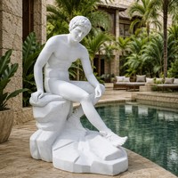 Sculpture personnalisée en marbre blanc sculpté à la main d'Apollo Citharoedus - Dieu de la musique néoclassique sur mesure pour les intérieurs de luxe