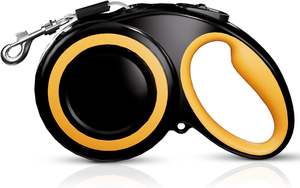 Correa de perro retráctil sin enredos de 360 °, cinta de nailon fuerte de 16 pies, bloqueo de pausa de freno con una sola mano - Product Image 5