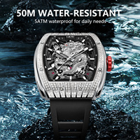 Nouvelle Arrivée Montre Automatique pour Homme I&W Carnival Cadran Squelette Dragon Lunette Diamantée Couronne Rouge Montre Mécanique Noire