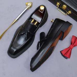 Zapatos Formales de Negocios con Flecos para Hombre, Estilo 2025, de Cuero Genuino, Punta Cuadrada, Antideslizantes e Impermeables - Product Image 6