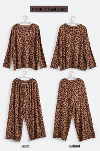 Pantaloni Larghi da <span class=keywords><strong>Donna</strong></span> Personalizzati in <span class=keywords><strong>Maglia</strong></span> Jacquard Vintage con Stampa <span class=keywords><strong>Leopardata</strong></span>, Morbidi e Traspiranti in Misto Viscosa, Stile Casual alla Moda - Product Image 3