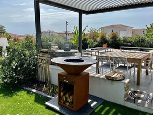 Barbecue d'extérieur en acier Corten, gril à charbon de bois, foyer à charbon de bois - Product Image 2