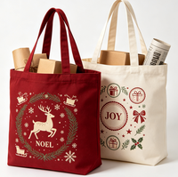 Sac de rangement en toile de Noël personnalisé avec impression sérigraphique, en tissu recyclé, pour articles de magasin de proximité