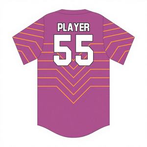 Camiseta de Béisbol Personalizada de Alta Calidad en Tallas Grandes con Impresión Digital por Sublimación y Bordado Disponible, 100% Poliéster - Product Image 1