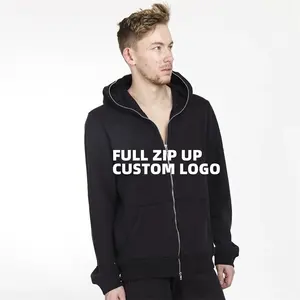 Мужской пуловер оверсайз с молнией унисекс, толстовка из 100% хлопка, флиса, черного цвета, на заказ, с полной застежкой-молнией