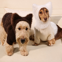 Pull à capuche en fausse fourrure tricoté pour animaux de compagnie, motif oreilles mignonnes, chaud, pour fêtes et déguisements de Noël