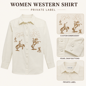 Ropa Occidental para Mujer, Camisa Vaquera de Lujo con Bordado Personalizado, Cierre de Perlas, Manga Larga, Ropa de Rancho, Fabricante de Marca Privada - Product Image 3