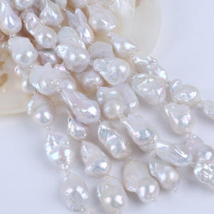Perles d'eau douce baroques naturelles de 18 cm 14-18 mm, perles en vrac pour la fabrication de bijoux, bracelet DIY - Product Image 1