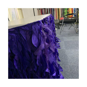 Disposable Taffeta <b>Table</b> Skirt for Formal <b>Occasions</b> Round Curly Willow Design - Product Image 5