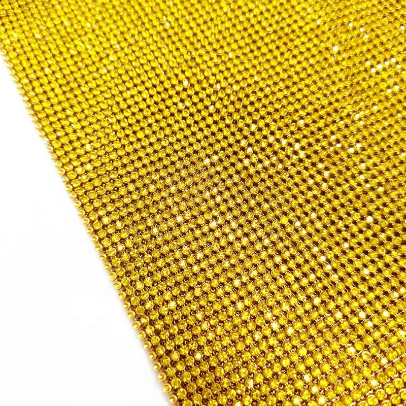 بلينغ بلينغ الأزياء التألق 2 ألومنيوم معدن حجر الراين النسيج الأصفر لأكياس تعليق