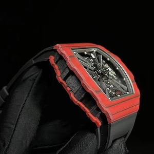 High Precision Sport Waterproof Multi-function Red <b>Black</b> Carbon Fiber Skeleton Automatic <b>Watch</b> Men's Wristwatch Tourbillon - Product Image 3
