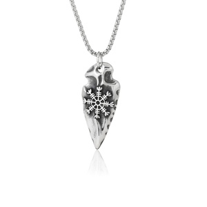Colgante de brújula vikinga de acero inoxidable, campana de motero, hacha, estrella del norte, runas, escudo triangular, colgantes de collar, joyería - Product Image 3