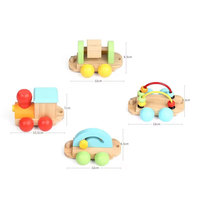 Jeu de blocs géométriques empilables Montessori, train d'animaux en bois coloré, ensemble de voitures combinables pour enfants de 2 à 4 ans