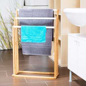 <strong>Free</strong> <strong>Standing</strong> 3-Tier Bamboo <strong>Towel</strong> Hanger Rack Organizer Bathroom Accessories Storage Holders &amp; Racks for Bathrooms - Product Image 6