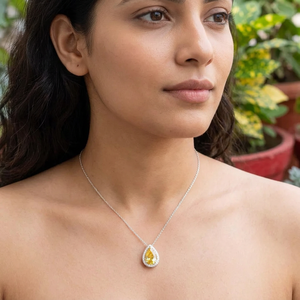 Lab-Grown Yellow Sapphire Pear Cut Pendant Necklace 925 Sterling Silver Fine Jewelry OEM ODM Wholesale Supplier - Product Image 5
